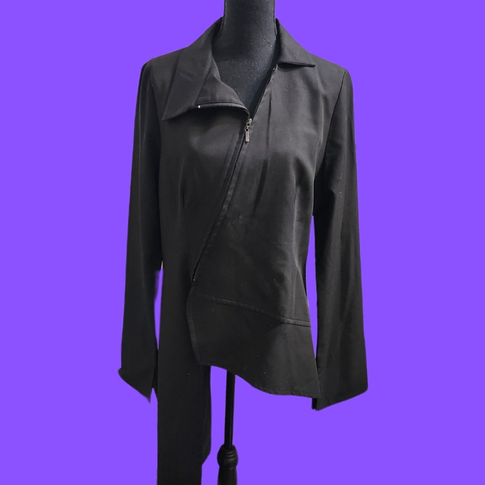 Hugging Kisses Black Blazer with Asymmetrical Zip - XL